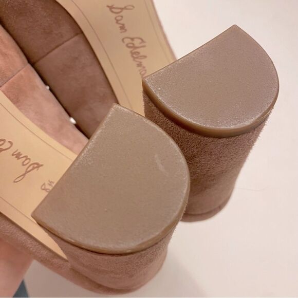 Sam Edelman Stillson Pump shoe blush pink Suede round toe block heel 8.5 New - Picture 10 of 13